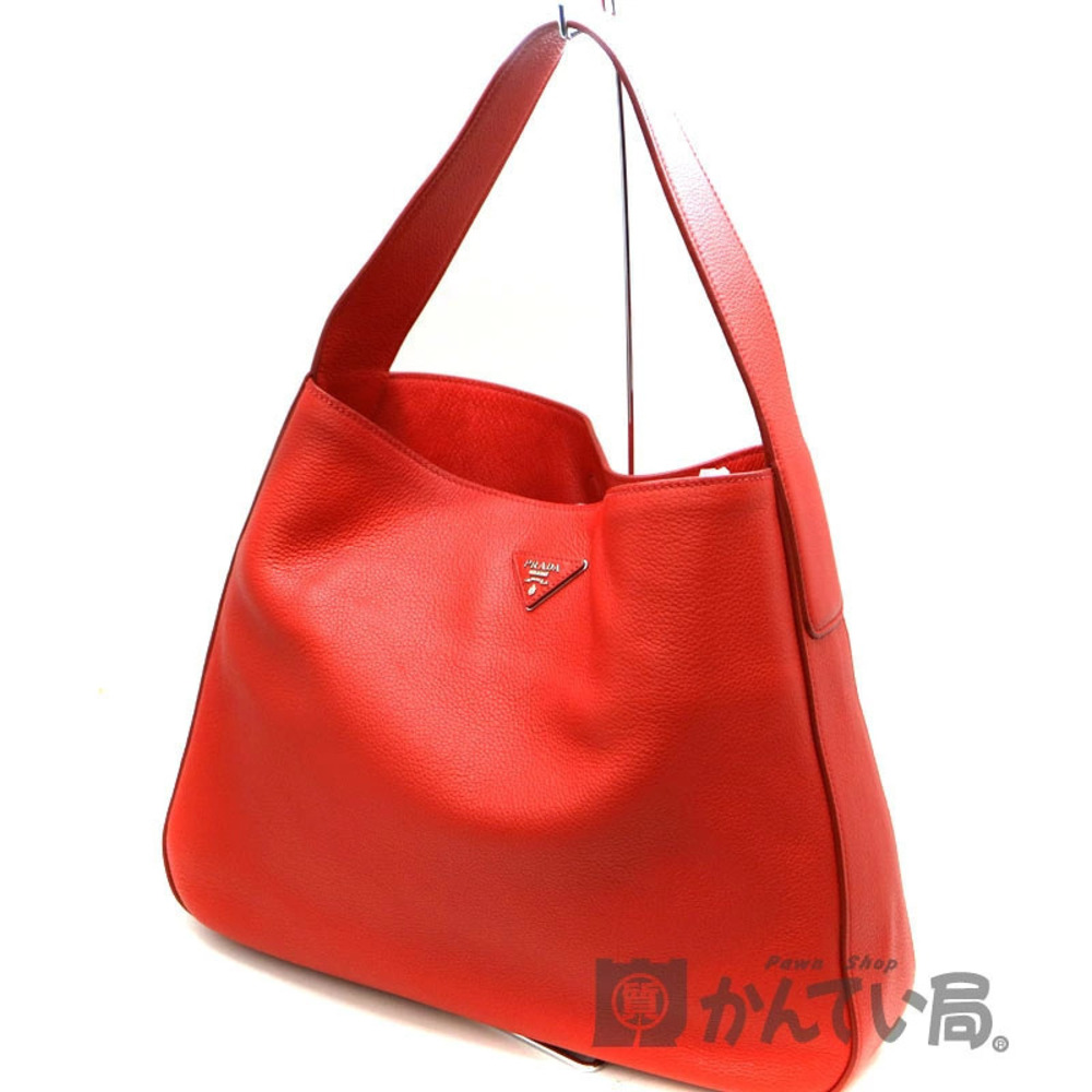 PRADA Hobo Bag Red Leather